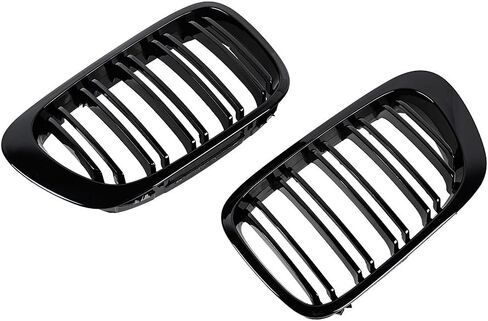 Front Upper Shiny Glos Black Kidney Grille Grill Compatible with 1999-2002 E46 2-Door Coupe Cabriolet 2DR in Saudi Arabia