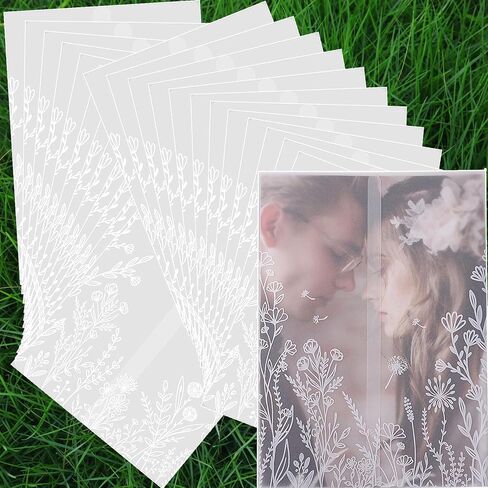 48 Sets Wedding Invitation Wrap Kit for 5x7 Invitations – Pre-Folded Vellum Jackets, 12 Rolls Chiffon Ribbon, Dried Gypsophila & Wax Seal Stickers – Elegant DIY Wedding Supplies in Saudi Arabia