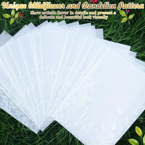 48 Sets Wedding Invitation Wrap Kit for 5x7 Invitations – Pre-Folded Vellum Jackets, 12 Rolls Chiffon Ribbon, Dried Gypsophila & Wax Seal Stickers – Elegant DIY Wedding Supplies in Saudi Arabia