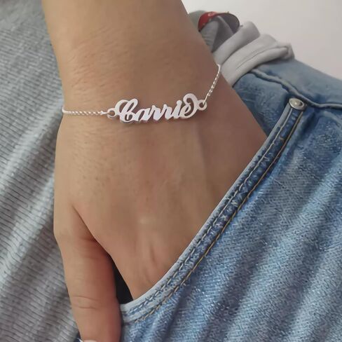 سوار مخصص للاسم مطلي بالذهب عيار 18 قيراط، سوار قابل للتعديل بنص مخصص للاسم، هدية مخصصة للنساء in Kuwait