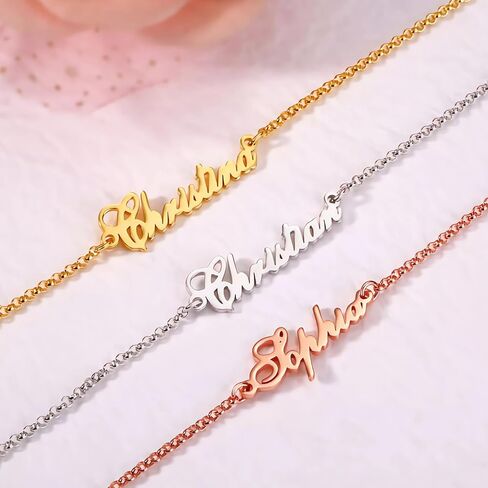 سوار مخصص للاسم مطلي بالذهب عيار 18 قيراط، سوار قابل للتعديل بنص مخصص للاسم، هدية مخصصة للنساء in Kuwait