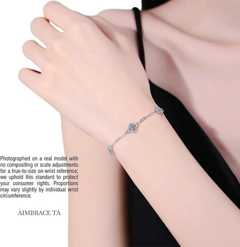 ÀIMBRACE Gift-Ready Packaging Moissanite 925 Sterling Silver Adjustable Charm Link Bracelet with Bonus Handcrafted Presents for Women as Tokens of Appreciation — Birthday for (Grand)Daughter, Anniversary for Wife, Valentine’s Day for Girlfriend & Mother’s in Saudi Arabia
