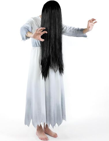 Ghost Costume Adult Women Scary White Gothic Victorian Dress Black Long Wig Horror Gossamer Costumes Halloween Cosplay in Saudi Arabia