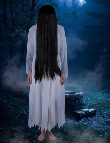 Ghost Costume Adult Women Scary White Gothic Victorian Dress Black Long Wig Horror Gossamer Costumes Halloween Cosplay in Saudi Arabia