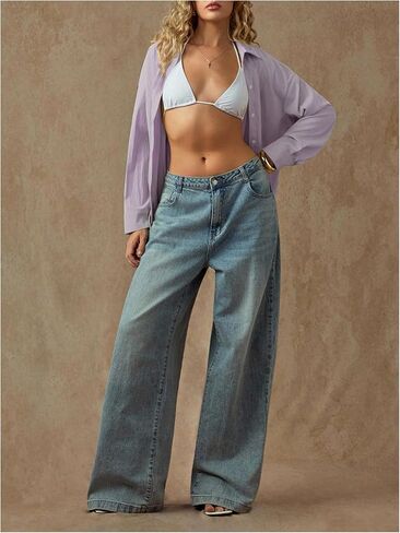 SOLY HUX Women's Oversized Button Down Shirts Casual Collared Long Sleeve Blouses in Saudi Arabia