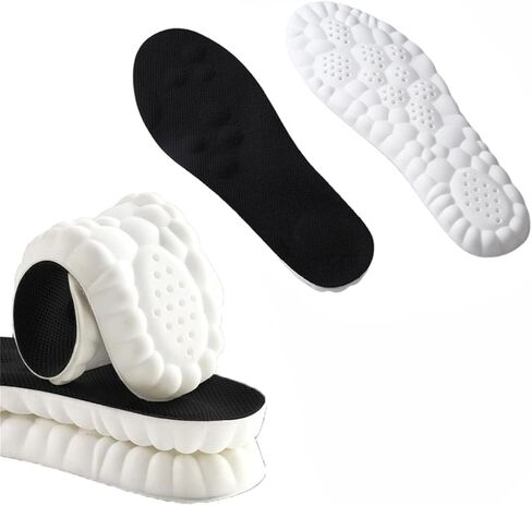 Softr Steps Insoles Women Men, Softer Steps Orthotics 4D Comfort Breathable Cushion Shoes Inserts (Black, Men 6-7 / Women 8-9) in Kuwait