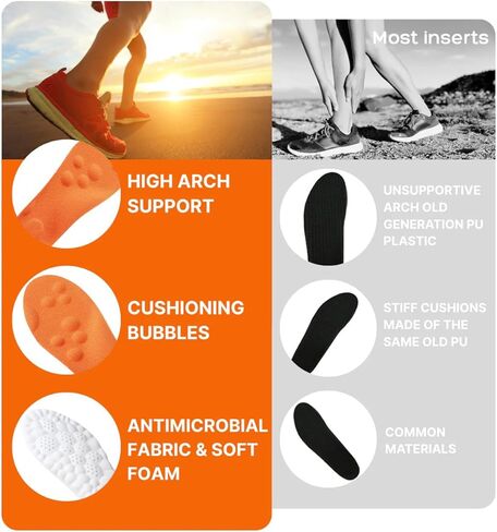 Softr Steps Insoles Women Men, Softer Steps Orthotics 4D Comfort Breathable Cushion Shoes Inserts (Black, Men 6-7 / Women 8-9) in Kuwait