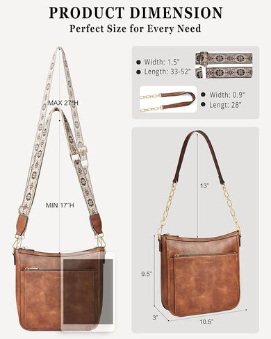 Womens Crossbody Bag Vegan Leather Hobo Purse with 2 Straps, Trendy Shoulder Handbag for Work Travel Daily Use in Saudi Arabia