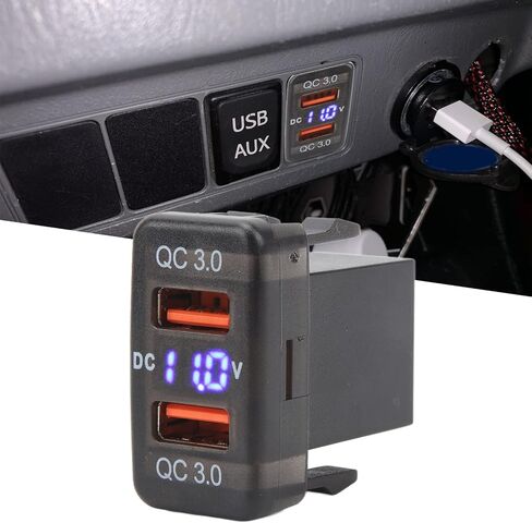 Aramox Dual USB Port Socket QC3.0 Fast Charging Outlet Power Adapter USB Car Socket for FJ Cruiser Fortuner (1.57x0.87 Inch) in Saudi Arabia