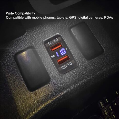 Aramox Dual USB Port Socket QC3.0 Fast Charging Outlet Power Adapter USB Car Socket for FJ Cruiser Fortuner (1.57x0.87 Inch) in Saudi Arabia