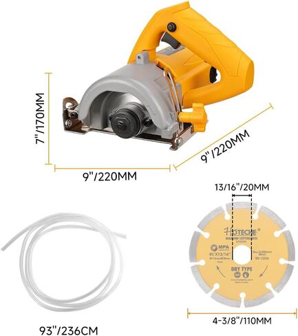 Hoteche 4-3/8-Inch Dry/Wet Masonry&Tile Saw 1250W Electric Cutter with Diamond Blade(Dry Type) for Stone, Ceramic and Marble Cutting in Kuwait