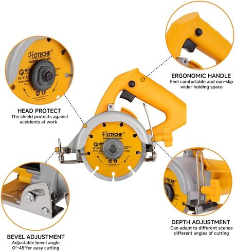 Hoteche 4-3/8-Inch Dry/Wet Masonry&Tile Saw 1250W Electric Cutter with Diamond Blade(Dry Type) for Stone, Ceramic and Marble Cutting in Kuwait