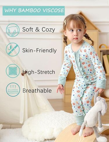 JunNeng 2Pcs Baby Girl Bamboo from Viscose Sleeper with Mitten Cuffs, Footless Ruffle Comfy Zippy Romper, Sleep N' Play Pjs in Kuwait