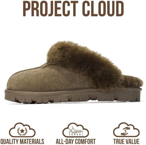 شبشب Project Cloud House للنساء - 100% جلد طبيعي وبطانة من الفرو الطبيعي - شبشب نسائي من الإسفنج الذكي وأحذية منزلية للنساء، شباشب مريحة ورقيقة (Hedy) in Kuwait