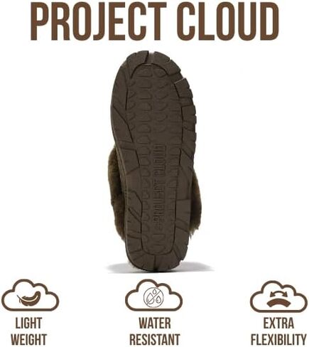 شبشب Project Cloud House للنساء - 100% جلد طبيعي وبطانة من الفرو الطبيعي - شبشب نسائي من الإسفنج الذكي وأحذية منزلية للنساء، شباشب مريحة ورقيقة (Hedy) in Kuwait