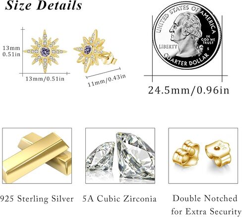 Starburst Earrings 925 Sterling Silver Star Stud Earrings Moonstone/Opal/Birthstone Starburst Jewelry Gift for Women Mother Daughter in Saudi Arabia