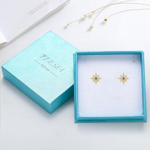Starburst Earrings 925 Sterling Silver Star Stud Earrings Moonstone/Opal/Birthstone Starburst Jewelry Gift for Women Mother Daughter in Saudi Arabia