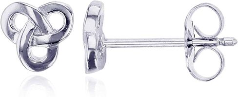 Solid 925 Sterling Silver Polished Celtic Knot Stud Earrings for Women | 6.2mm Gold Plated Hypoallergenic Studs in Saudi Arabia