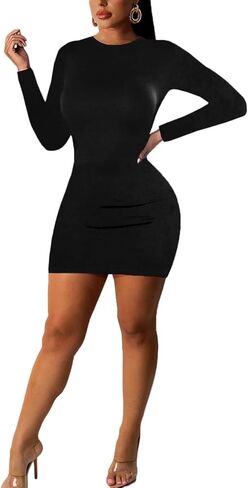 Women's Long Sleeve Bodycon Dress - Mini Spring Fall Club Party Fitted Tight Pencil Dresses in Saudi Arabia