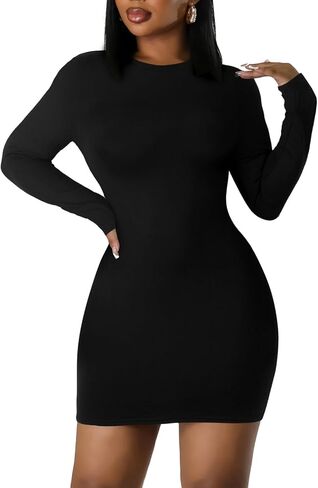Women's Long Sleeve Bodycon Dress - Mini Spring Fall Club Party Fitted Tight Pencil Dresses in Saudi Arabia