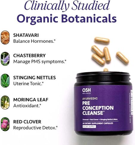 OSH Wellness Ayurvedic Fertility Supplements for Women | Support Ovulation | Conception for Women | Egg Quality | CoQ10, Maca Root, Vitex, & Vitamins | 90 Capsules in Saudi Arabia