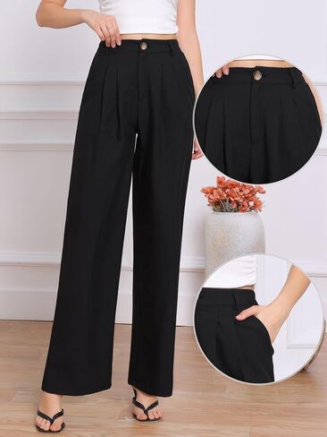 Allegra K Wide Leg Pants for Women's High Elastic Waisted Office Work Trousers Pant Business Casual Outfits in Saudi Arabia