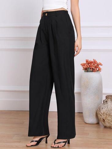 Allegra K Wide Leg Pants for Women's High Elastic Waisted Office Work Trousers Pant Business Casual Outfits in Saudi Arabia