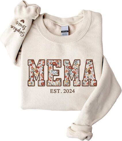 Custom Embroidered Mama Grandma Sweatshirt, Sweatshirts for Women, Personalized Gifts for Mama Grandma in Kuwait