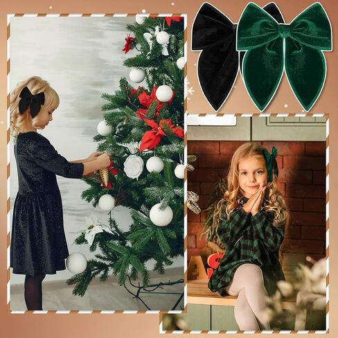 Christmas Hair Bows for Girls, 4 Pcs Velvet Hair Bows Velvet Bow Hair Clips Fable Hair Bows Christmas Hair Accessories for Little Girls Toddler Kids (Medium, 5in) in Kuwait