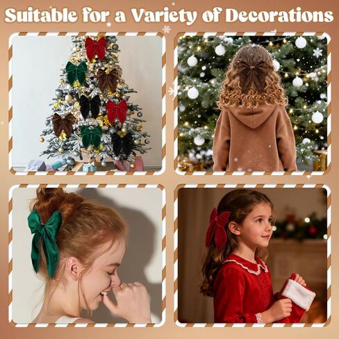 Christmas Hair Bows for Girls, 4 Pcs Velvet Hair Bows Velvet Bow Hair Clips Fable Hair Bows Christmas Hair Accessories for Little Girls Toddler Kids (Medium, 5in) in Kuwait