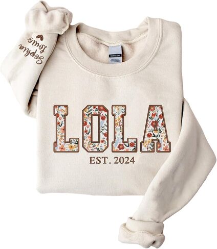 Custom Embroidered Mama Grandma Sweatshirt, Sweatshirts for Women, Personalized Gifts for Mama Grandma in Kuwait