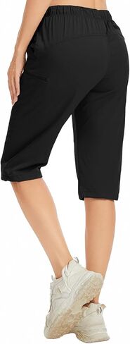Capri Pants for women-15 Long Shorts Knee Length Capri Hiking Cargo Shorts Lightweight Quick Dry Elastic Waist for Casual in Kuwait