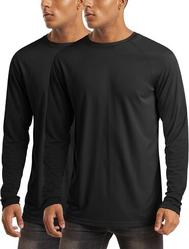 MAGCOMSEN 2 Pack Men's Long Sleeve Shirts Sun Protection UPF 50+ UV SPF Dry Fit T-Shirt for Swim Athletic in Saudi Arabia