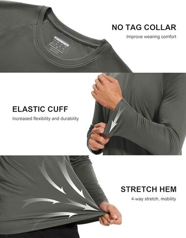 MAGCOMSEN 2 Pack Men's Long Sleeve Shirts Sun Protection UPF 50+ UV SPF Dry Fit T-Shirt for Swim Athletic in Saudi Arabia