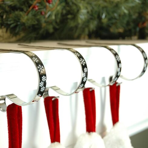Haute Decor The Original MantleClip® Stocking Holder - 4 Pack (Glitter Red) - Hang Christmas Stockings Safely and Securely from Mantels Up to 3 Inches Thick in Kuwait