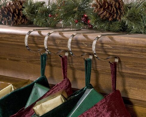 Haute Decor The Original MantleClip® Stocking Holder - 4 Pack (Glitter Red) - Hang Christmas Stockings Safely and Securely from Mantels Up to 3 Inches Thick in Kuwait