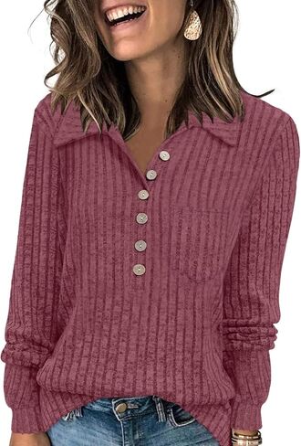 DB MOON Womens Long Sleeve Collared Shirt Lightweight Striped Sweaters 2025 Fall Blouses Business Casual Tops in Kuwait