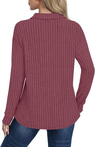 DB MOON Womens Long Sleeve Collared Shirt Lightweight Striped Sweaters 2025 Fall Blouses Business Casual Tops in Kuwait