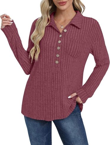 DB MOON Womens Long Sleeve Collared Shirt Lightweight Striped Sweaters 2025 Fall Blouses Business Casual Tops in Kuwait
