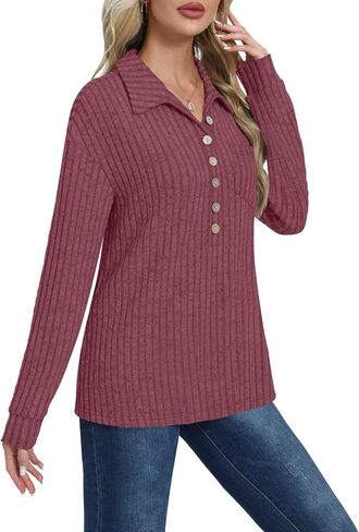 DB MOON Womens Long Sleeve Collared Shirt Lightweight Striped Sweaters 2025 Fall Blouses Business Casual Tops in Kuwait