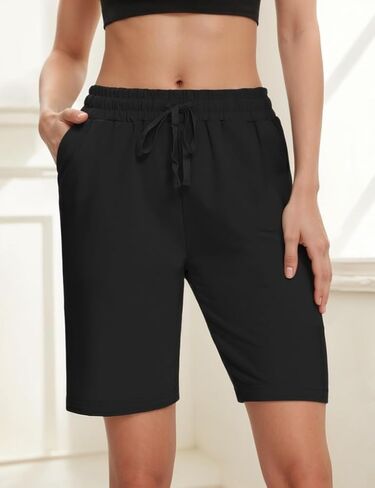 Womens Yoga Shorts Loose Comfy Drawstring Bermuda Shorts with 3 Pockets in Saudi Arabia