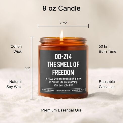 DD214 Candle, Military Retirement Gifts for Men, Women - Retired Navy Veteran, Air Force, Marine, Army Veteran Gifts - Veterans Day, Farewell, Going Away, Military Separation Presents in Saudi Arabia