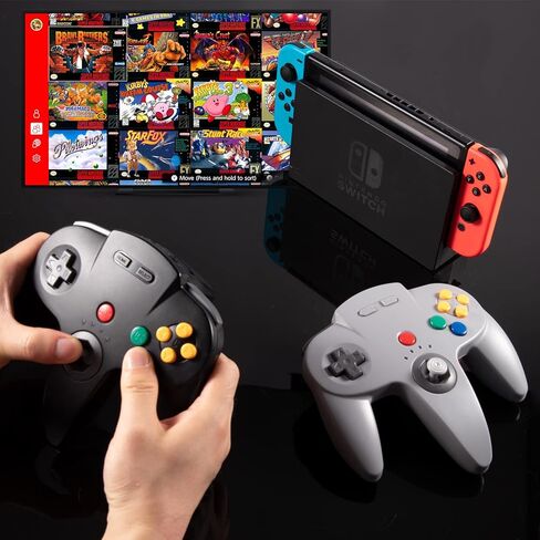 2.4 GHz Wireless N64 Switch Online Controller, USB Receiver, Compatible with Windows PC Laptop iOS Mac Raspberry Pi, Switch Online/NSO - (Rechargeable) (Plug and Play) Gray in Saudi Arabia