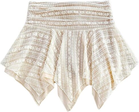 Women's Asymmetrical Lace Flowy Skirt Western Low Waist Mini Skirts in Saudi Arabia