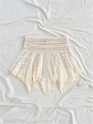 Women's Asymmetrical Lace Flowy Skirt Western Low Waist Mini Skirts in Saudi Arabia