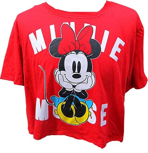 Disney Junior Minnie Mouse Sitting Crop Top, Shirts for Girls, Red (Medium) in Saudi Arabia