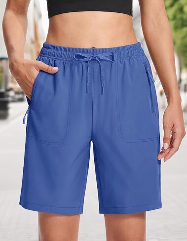 Women's Hiking Shorts Lightweight Quick Dry 8" Golf Shorts Water Resistant Drawstring Shorts in Saudi Arabia