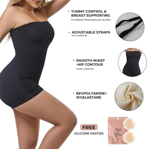 Strapless Shapewear Bodysuit for Women Seamless Bodysuit Tummy Control Body Shaper with Removable Straps in Saudi Arabia