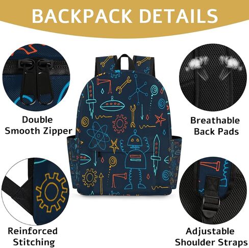 Toddler Backpack for Boys Girls, Kids Backpacks for Preschool, Kindergarten, Elementary School with Padded Back, Sturdy School Bags Children Bookbags Casual Travel Back Pack (Robot) in Kuwait
