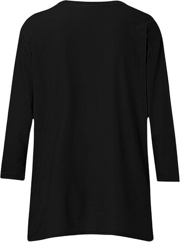 3/4 Sleeve Tunic Tops for Women Loose Fit Casual Dressy Flowy Blouse Cotton V Neck Basic Tshirt with Asymmetrical Hem in Saudi Arabia